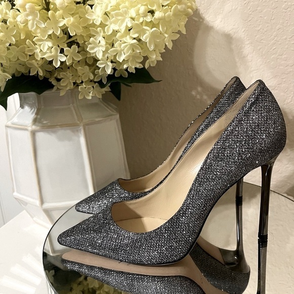 Jimmy Choo Metallic Silver Semi-Pointed Toe Stiletto Heels - Picture 11 of 16